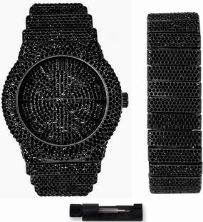 ICE STAR Men's 46mm Fully Iced Out Diamond Watch & Bracelet Set