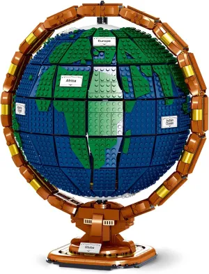 Ideas The Globe Mini Building Set for Adults,2514 Pcs Build Home Decor World map Spinning Globe Gifts for who Love Travel and Geography,New 2023