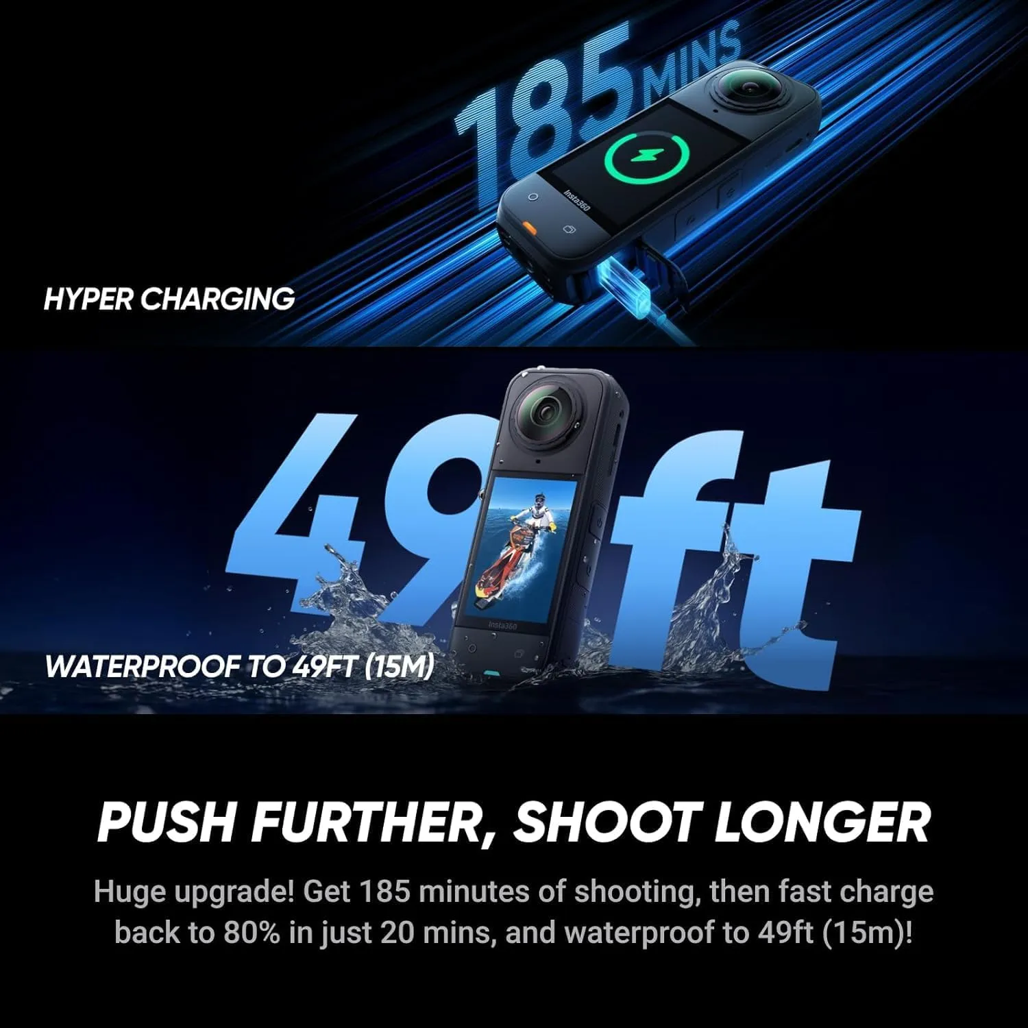 Insta360 X5 Tripod Selfie Stick Bundle -8K Waterproof 360 Action Camera with 1/2" Sensors, 8K 360 HDR Video,Perfect for Matterport 360 House Tour|Bundle Includes Tripod Selfie Stick, Lens Cap(1TB)