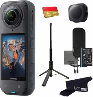 Insta360 X5 Tripod Selfie Stick Bundle -8K Waterproof 360 Action Camera with 1/2" Sensors, 8K 360 HDR Video,Perfect for Matterport 360 House Tour|Bundle Includes Tripod Selfie Stick, Lens Cap(1TB)