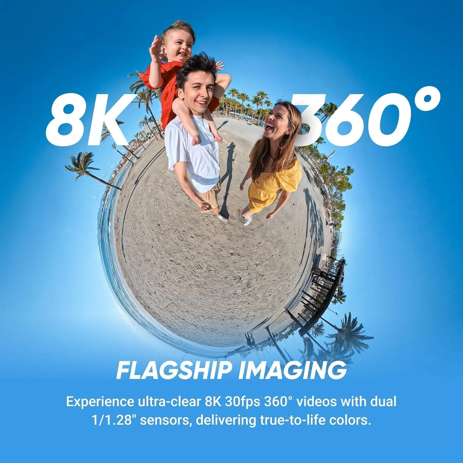 Insta360 X5 Tripod Selfie Stick Bundle -8K Waterproof 360 Action Camera with 1/2" Sensors, 8K 360 HDR Video,Perfect for Matterport 360 House Tour|Bundle Includes Tripod Selfie Stick, Lens Cap(1TB)