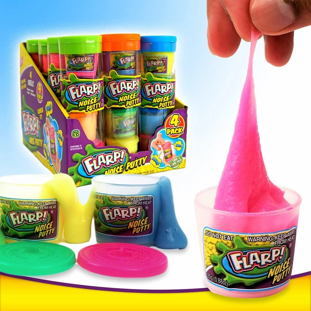JA-RU Mini Flarp Noise Putty w/Plastic Containers (12 Pack, 48 Units) Bulk Slime Party Favors Noise Putty for Kids. Stress Relief Sensory Fidget Toys. Goodie Bag Stuffers. 336-12p