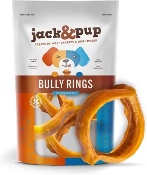 Jack&Pup Bully Rings | 4" Bully Stick Rings Single Ingredient Dog Treat, Rawhide Free Dog Chews (8 Ct)