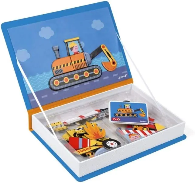 Janod MagnetiBook 69 pc Magnetic Racers Vehicle Game - Ages 3  - J02715