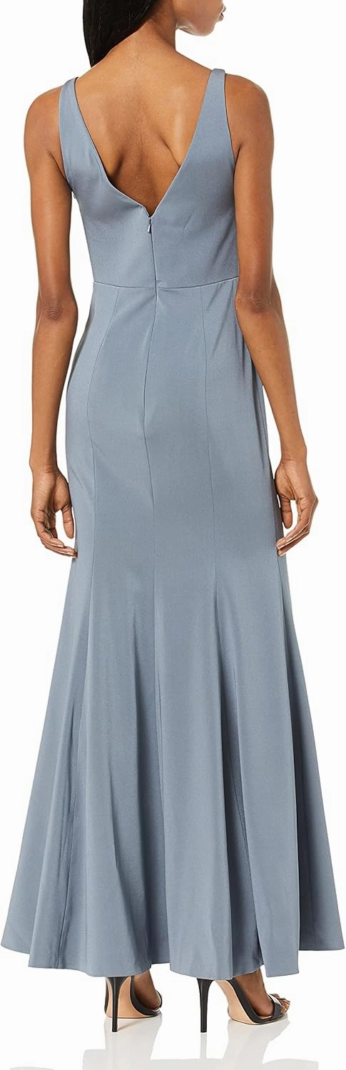 Jenny Yoo Women's Jade V Neck Long Crepe Gown