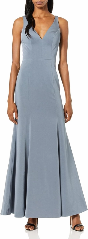 Jenny Yoo Women's Jade V Neck Long Crepe Gown