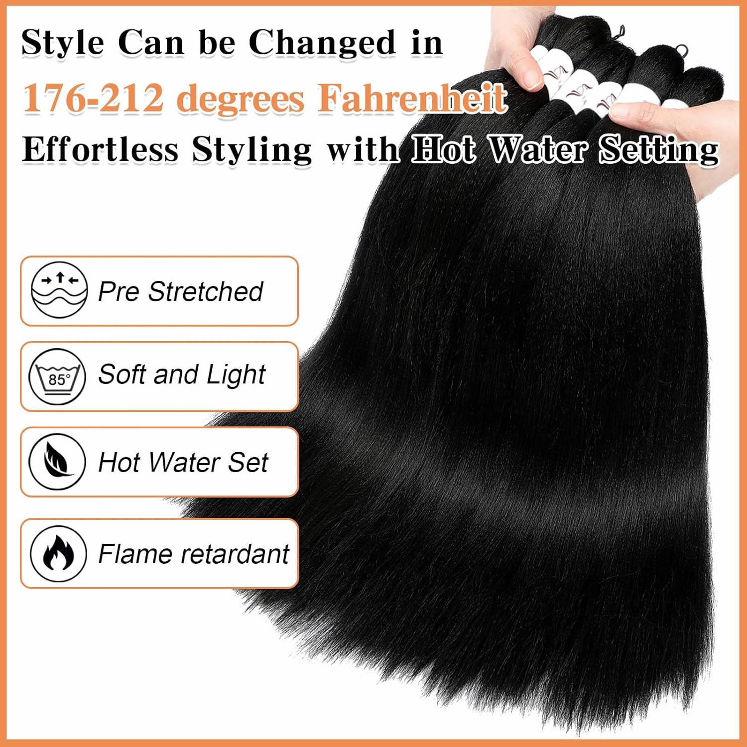 Jet Black Braiding Hair Pre Stretched, 26 Inch 8 Pack Prestretched Braiding Hair For Braiding Women Hair, Professional Synthetic Hair For Knotless Crochet Braids,Soft Yaki Straight Hair(26in,8pc,1#)