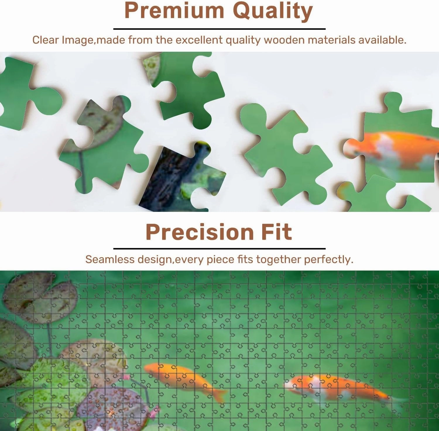 Jigsaw Puzzles 1000 Pieces for Adult Pink Water Lily koi carp Puzzle Game for Family Wooden Puzzle Toy Educational Games Puzzles for Home Decor