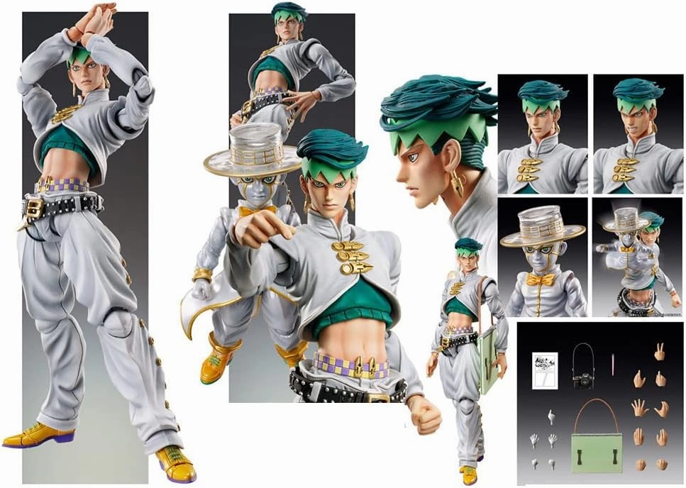 JJBA Action Figures Kishibe Rohan Figure Movable Joints Anime Figurine 6.3" JJBA Super Action Statue Collections Desktop Decoration Gift for Fans