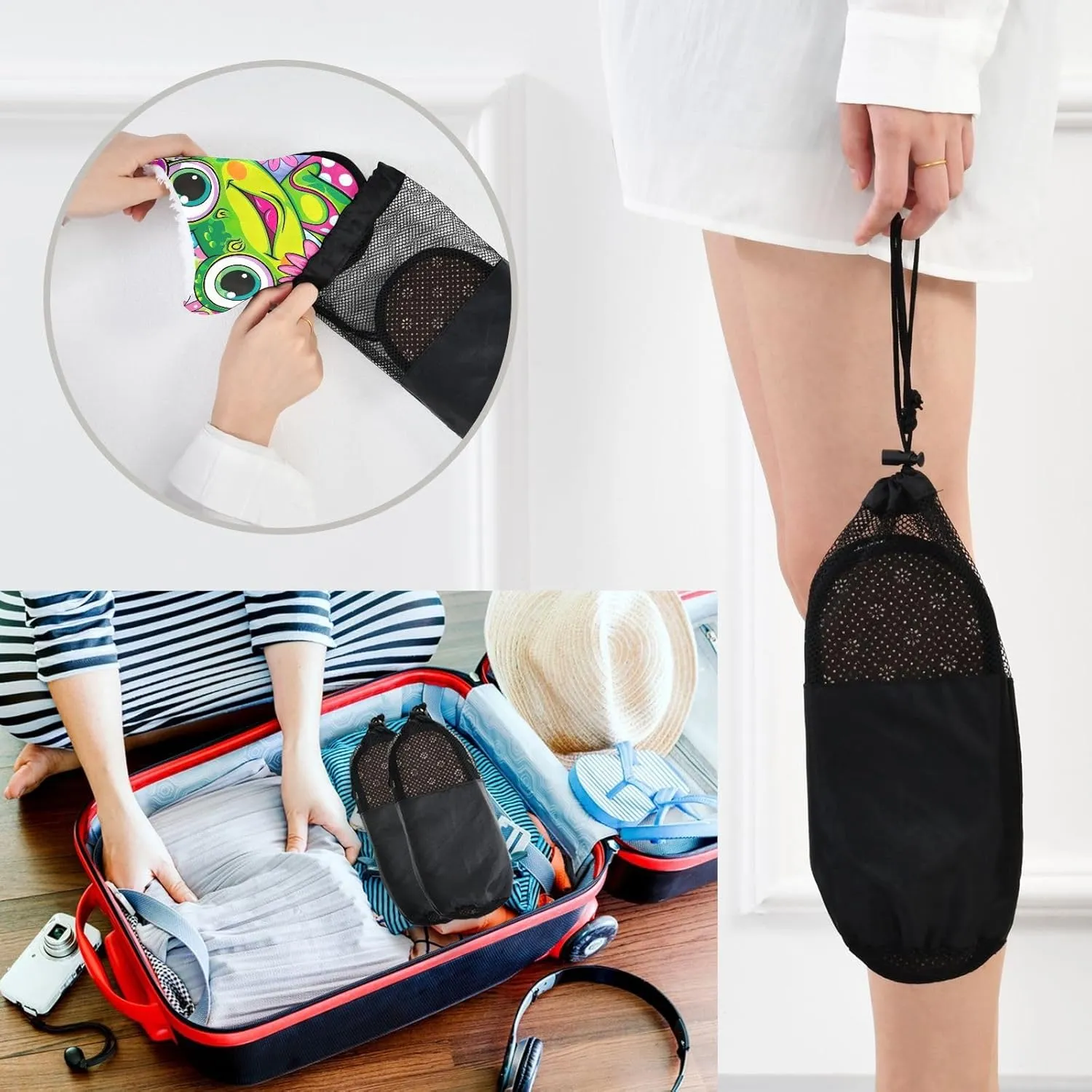 Joisal Tie Dye Dragonflies Portable Women’s Slippers, Womens House Shoes, Travel Slippers for Airplane 35-45
