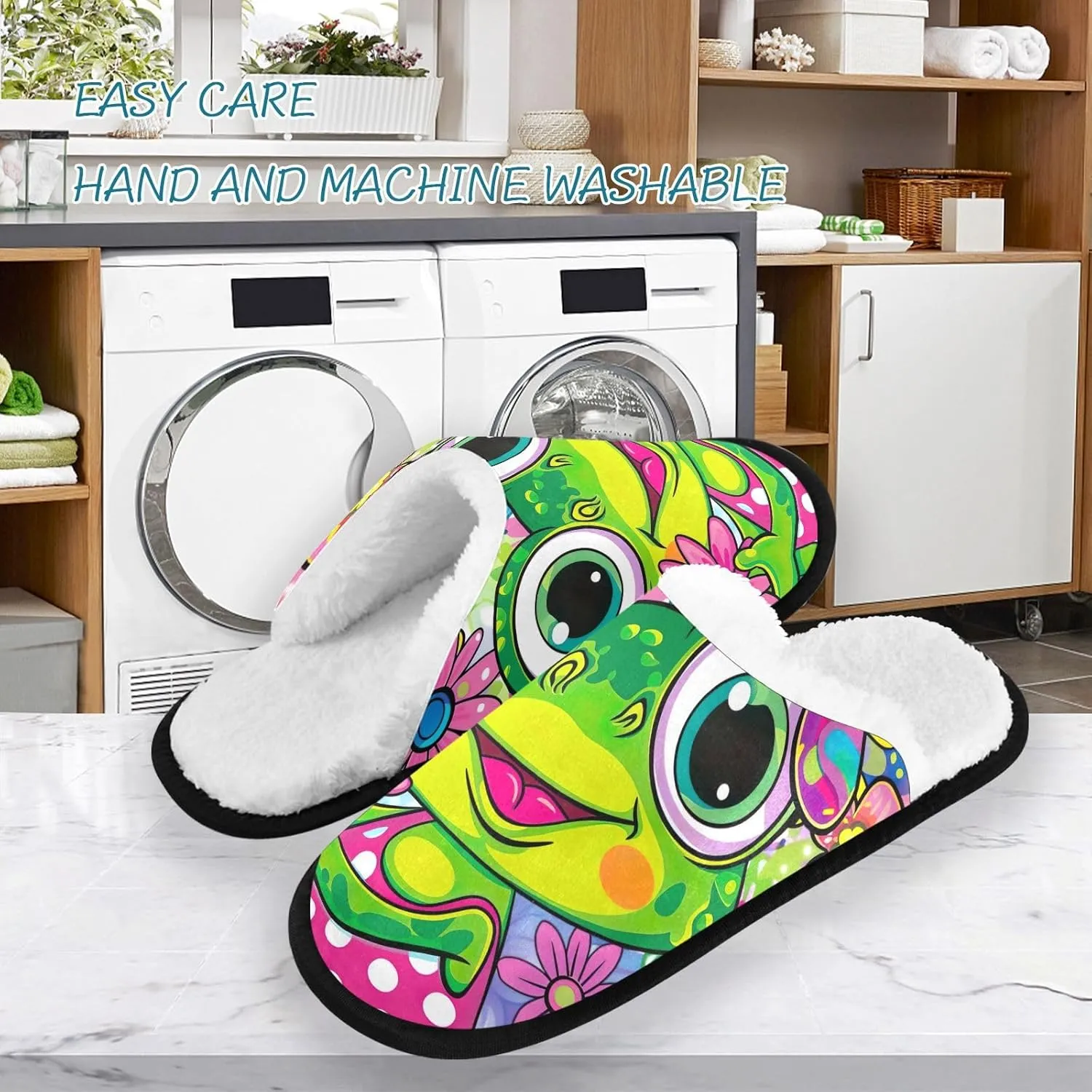 Joisal Tie Dye Dragonflies Portable Women’s Slippers, Womens House Shoes, Travel Slippers for Airplane 35-45