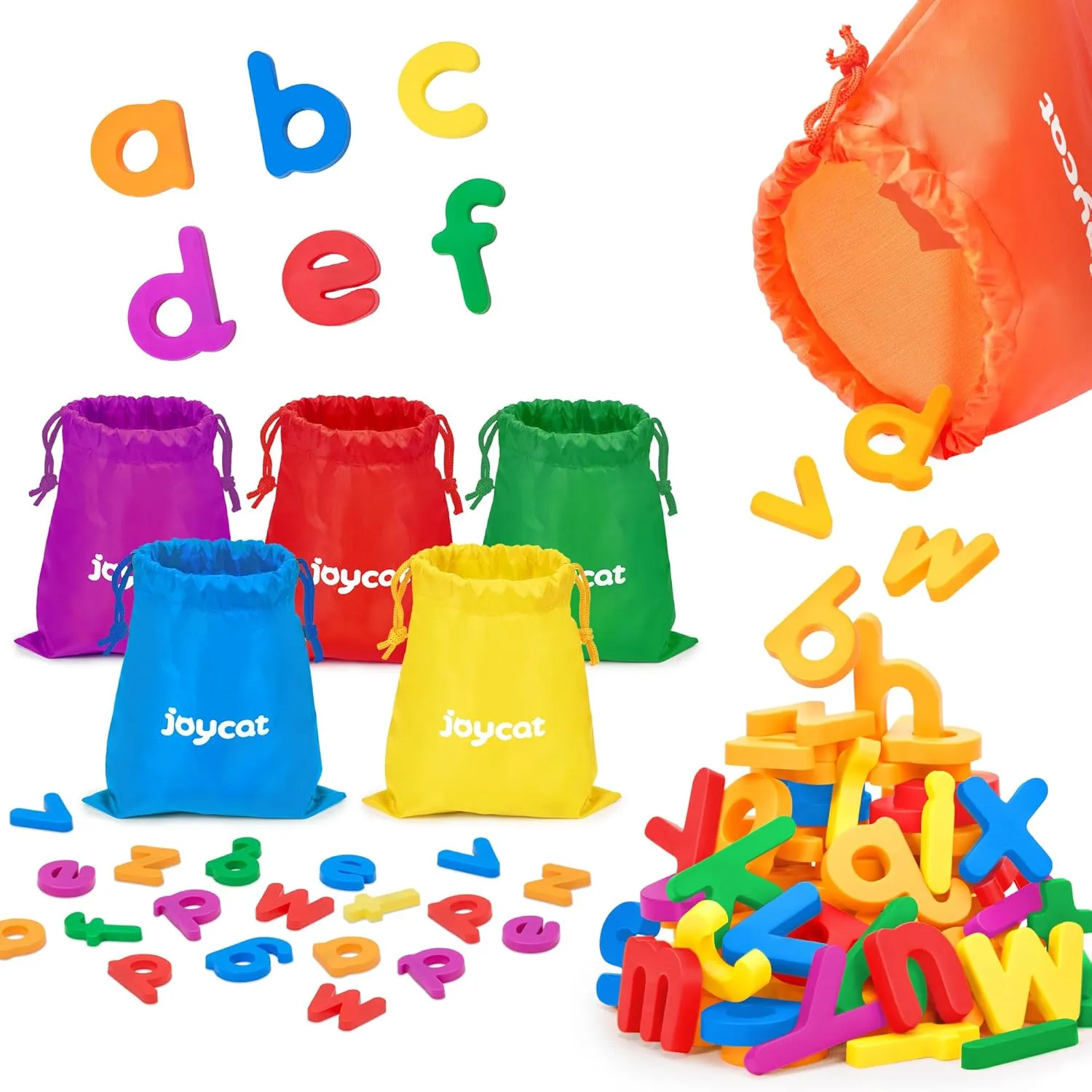 JoyCat Alphabet Magnets, 156-Piece Set of Lowercase Magnetic Letters, ABC Magnets for Toddlers & Kids, Plastic Letters for Whiteboards, Preschool Educational Toys for Kindergarten Classroom