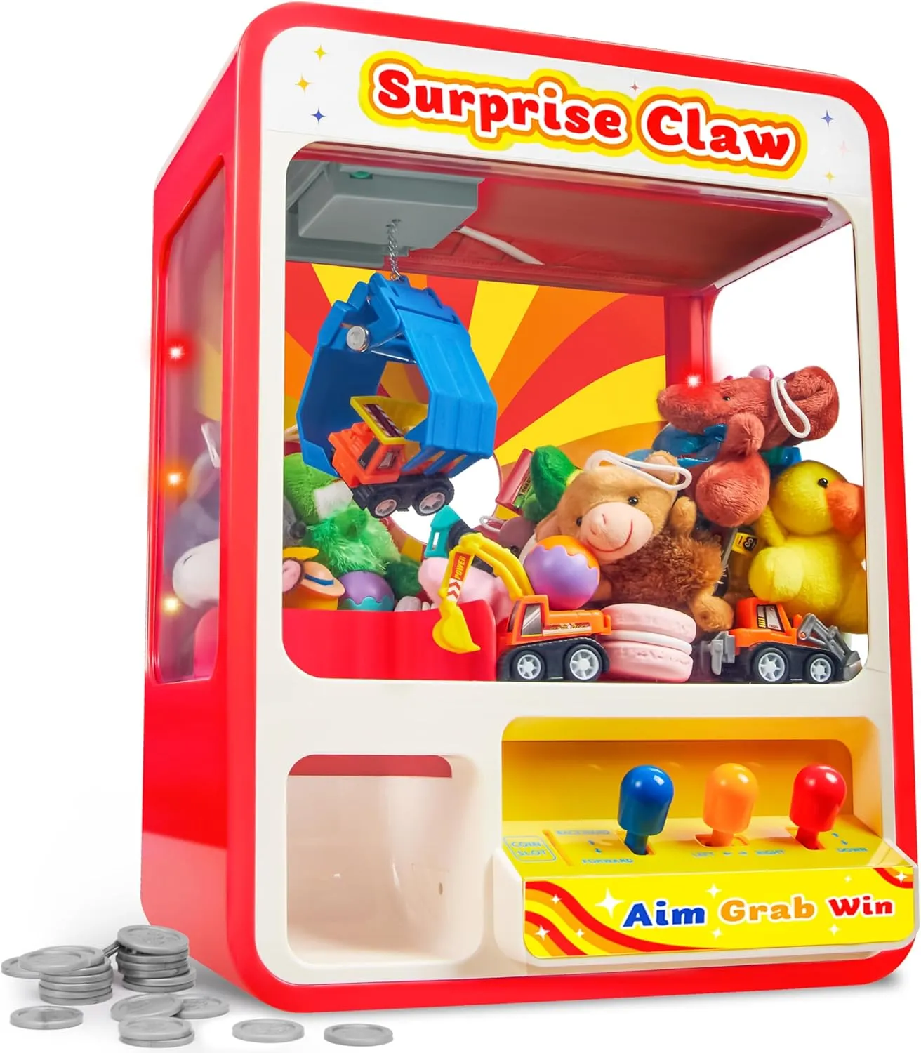 JOYIN Claw Machine Arcade Toy with LED Light & Adjustable Sound, Rechargable Dispenser Toys Mini Vending Machine for Kids - Perfect Christmas & Birthday Big Gifts for Kids, Ages 3 