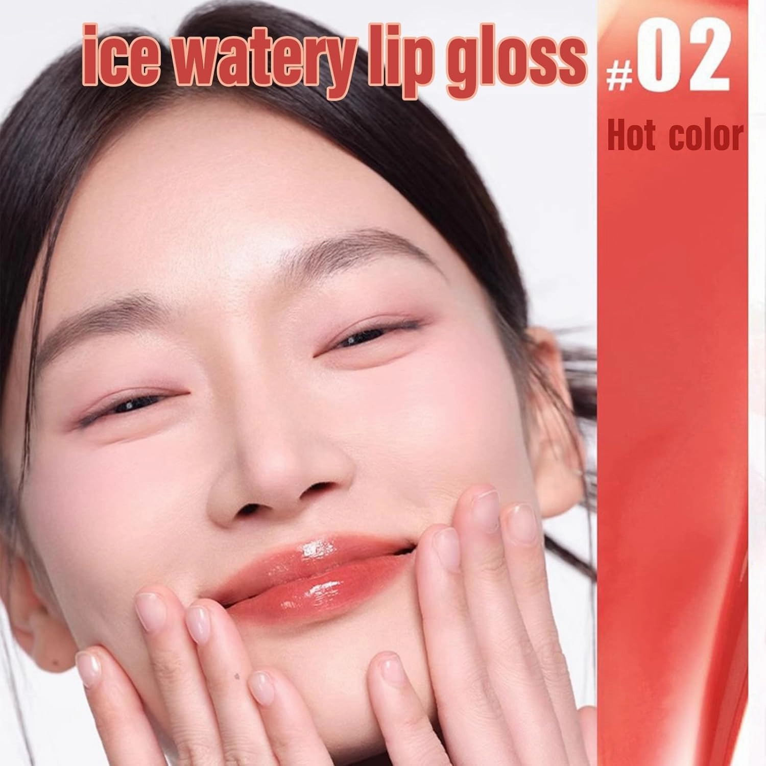 Judy Doll Lip Gloss, Judy Doll Ice Watery Lip Gloss, Jelly Hydrating Lip Gloss, Moisturizing Nonstick Tinted Gloss Lip Oil (02# Hot)