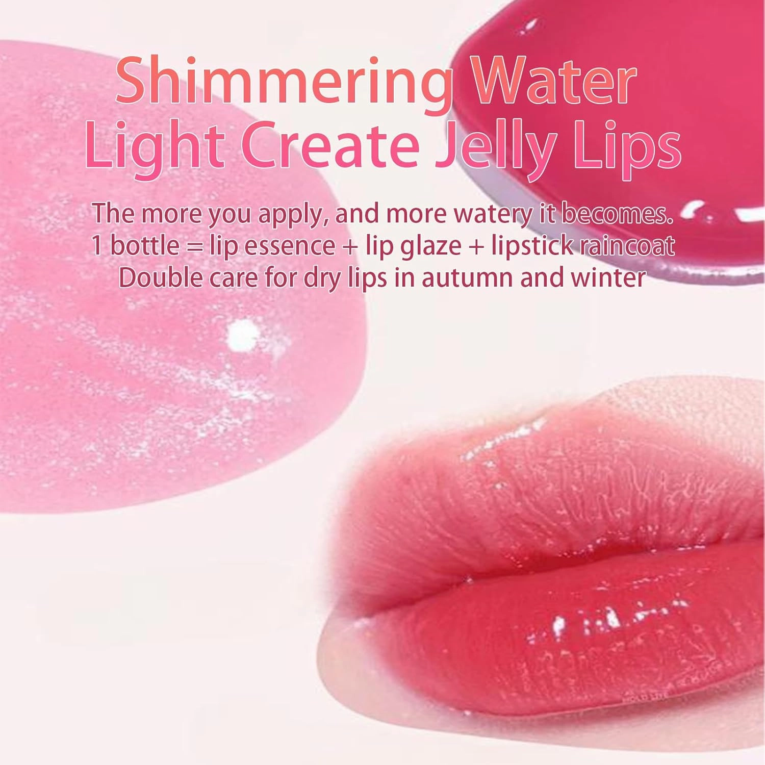 Judy Doll Lip Gloss, Judy Doll Ice Watery Lip Gloss, Jelly Hydrating Lip Gloss, Moisturizing Nonstick Tinted Gloss Lip Oil (02# Hot)