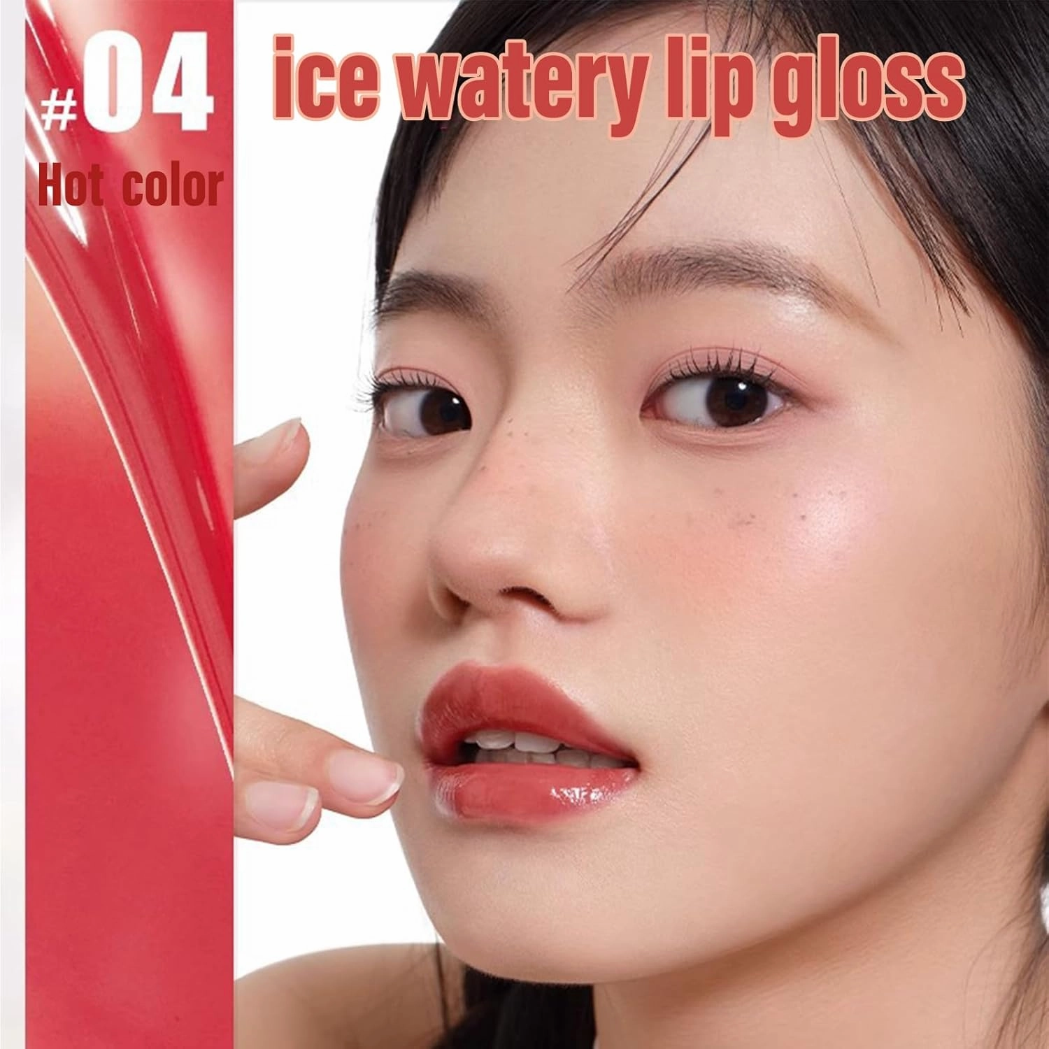 Judy Doll Lip Gloss, Judy Doll Ice Watery Lip Gloss, Jelly Hydrating Lip Gloss, Moisturizing Nonstick Tinted Gloss Lip Oil (02# Hot)
