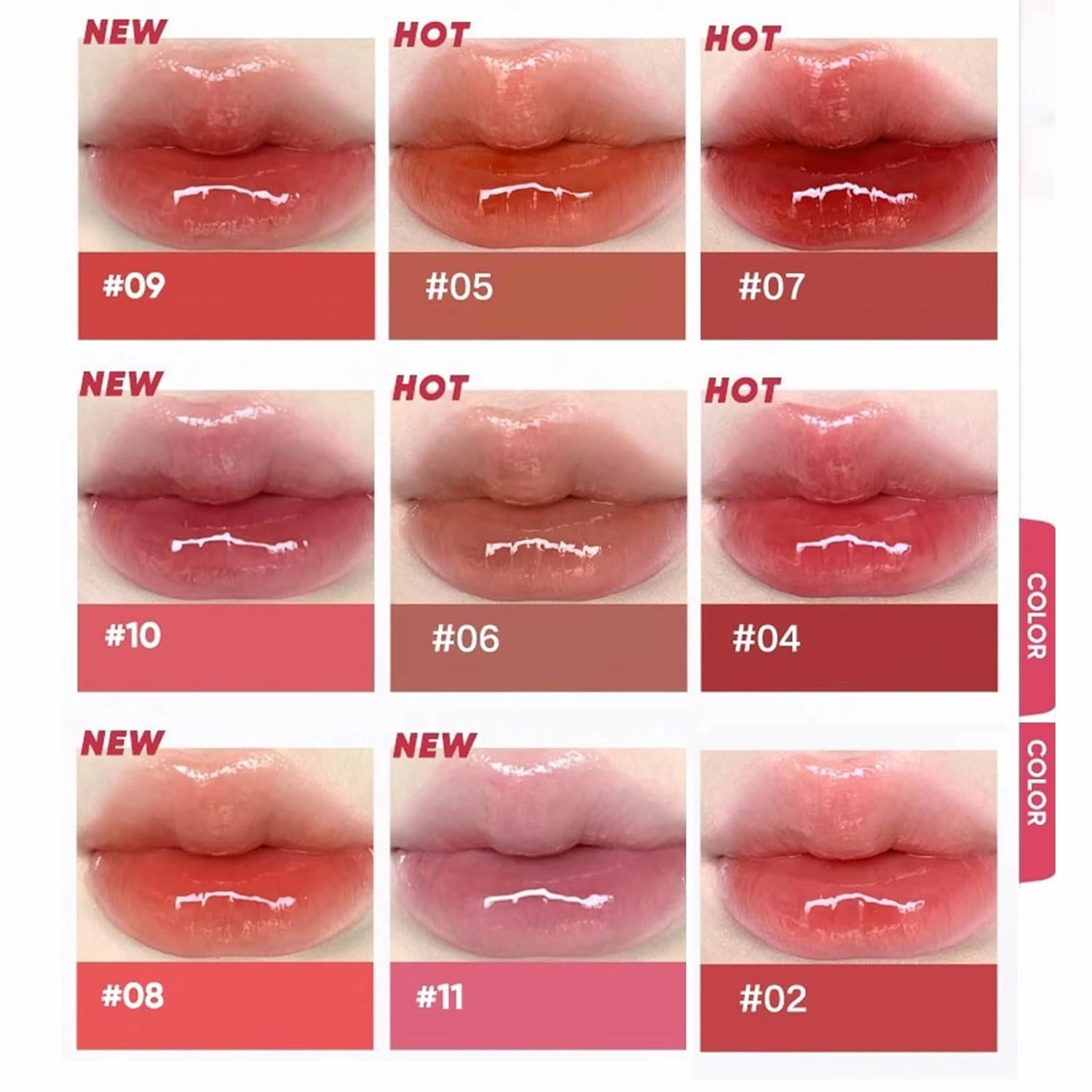 Judy Doll Lip Gloss, Judy Doll Ice Watery Lip Gloss, Jelly Hydrating Lip Gloss, Moisturizing Nonstick Tinted Gloss Lip Oil (02# Hot)