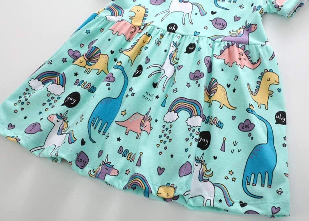 Julerwoo Toddler Girls Dinosaur Dress Long Sleeve Cotton Casual Dress for 2-10 Years