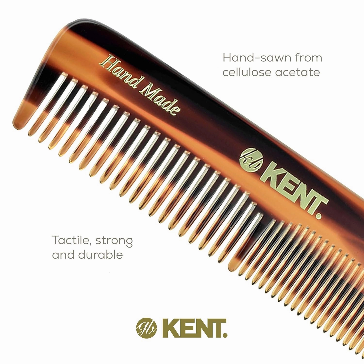 Kent OT Fine Tooth and Wide Tooth Pocket Comb - Handmade Hair Comb for Men for Travel Hair Combs, Beard and Mustache Combs, Saw Cut and Hand Polished