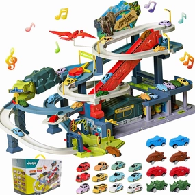 Kid's Toy Car Ramp Track Railcar Slot Car Vehicle Race Tracks Play Set with 20 Mini Cars for Preschool Boys Puzzles Gifts Children Ages 3 to 6 or Older