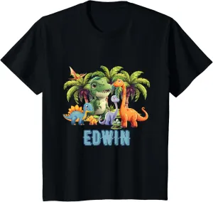 Kids Dinosaur Dino TRex Personalized EDWIN T-Shirt