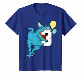Kids Dinosaur 3rd Birthday T Shirt Boys T-Rex 3 Year Old Gift Tee