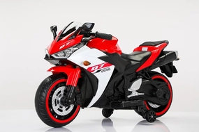 Kids Electric Motorcycle with Training Wheels, Light Up Wheels - Manual Throttle & Foot Brake Ride On Toy for Boys Girls 3-5 Years (Red   Plastic   50-99 pounds)