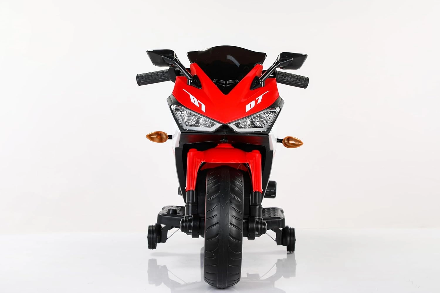 Kids Electric Motorcycle with Training Wheels, Light Up Wheels - Manual Throttle & Foot Brake Ride On Toy for Boys Girls 3-5 Years (Red   Plastic   50-99 pounds)