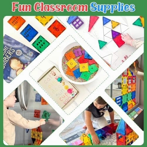 Kids Toys Magnetic Tiles Starter Set Classroom Must Haves, Magnetic Blocks for Toddlers Magnet Building Toys Preschool Montessori Learning Games for 3  Year Old Boys & Girls