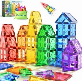 Kids Toys Magnetic Tiles Starter Set Classroom Must Haves, Magnetic Blocks for Toddlers Magnet Building Toys Preschool Montessori Learning Games for 3  Year Old Boys & Girls