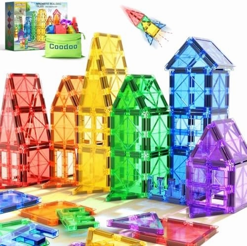 Kids Toys Magnetic Tiles Starter Set Classroom Must Haves, Magnetic Blocks for Toddlers Magnet Building Toys Preschool Montessori Learning Games for 3  Year Old Boys & Girls