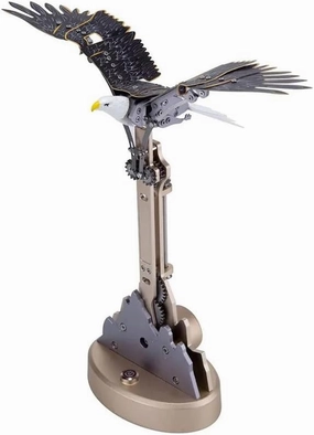Kinetic Bald Eagle Sculpture Kit with Flapping Wings, Metal Model DIY Assembly, Educational STEM Toy, Mechanical Art Collectible, Perfect Desk Decoration (Bald Eagle)