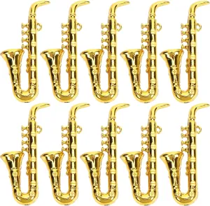 Kisangel 10pcs Miniature Saxophone Ornament Mini Plastic Musical Instruments for Mini Music Room