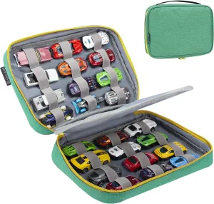 KISLANE 24 Toy Cars Storage Case - Compatible with 24 Matchbox Cars, Mini Toys - Green