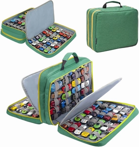 KISLANE 96 Toy Cars Storage Case Compatible with Toy Cars, Toy Cars Organizer Storage for Mini Toys, Toy Cars Car, Matchbox Cars, Small Dolls(Bag Only) (Green)