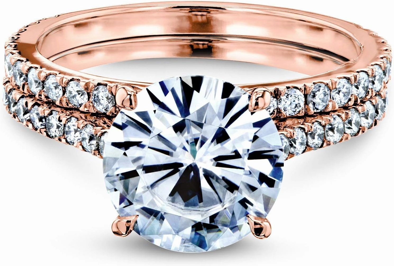 Kobelli Basket Cathedral 9mm Moissanite Rings 14k Rose Gold (GH/VS, GH/I)