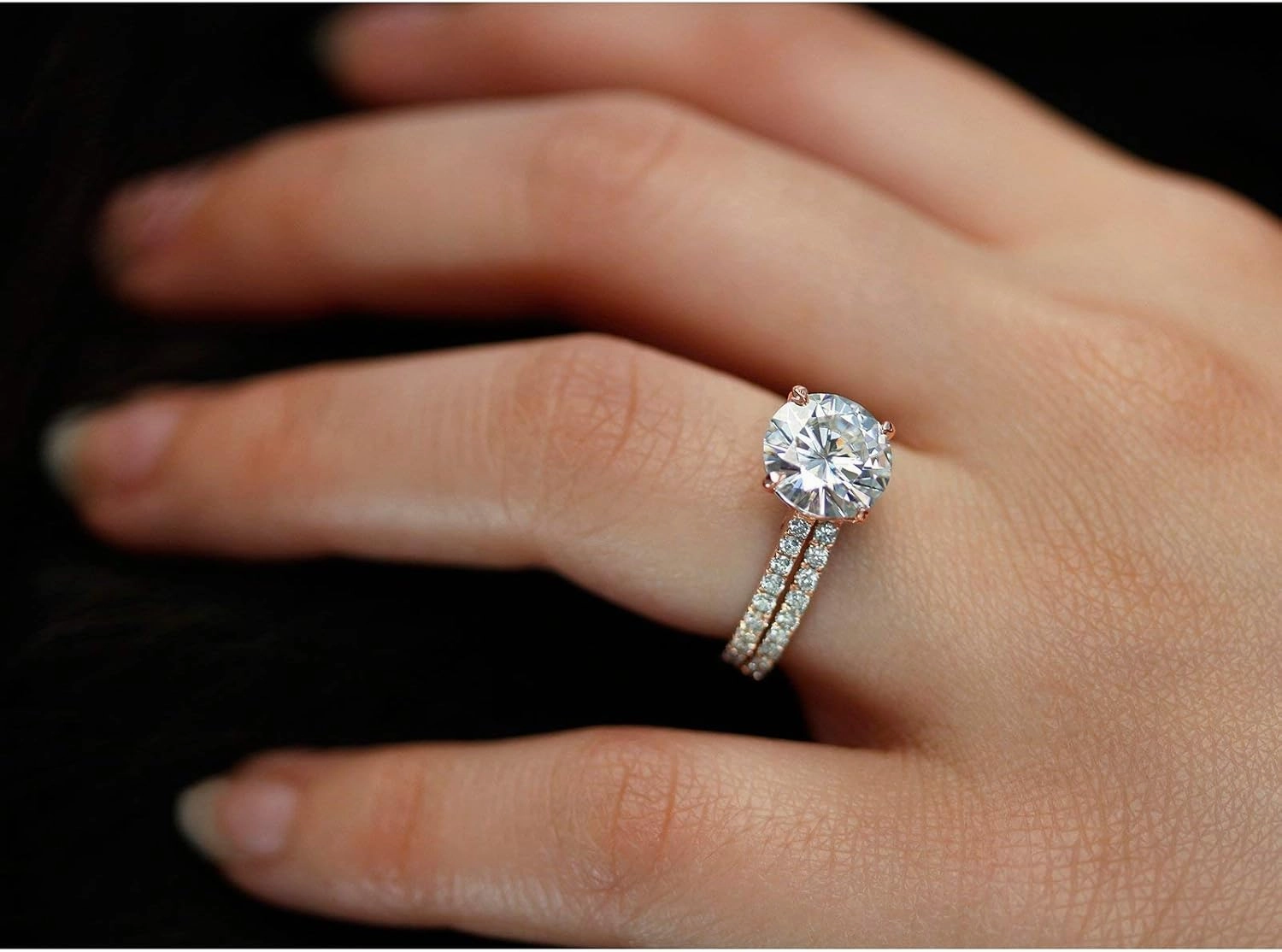 Kobelli Basket Cathedral 9mm Moissanite Rings 14k Rose Gold (GH/VS, GH/I)