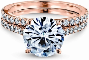 Kobelli Basket Cathedral 9mm Moissanite Rings 14k Rose Gold (GH/VS, GH/I)