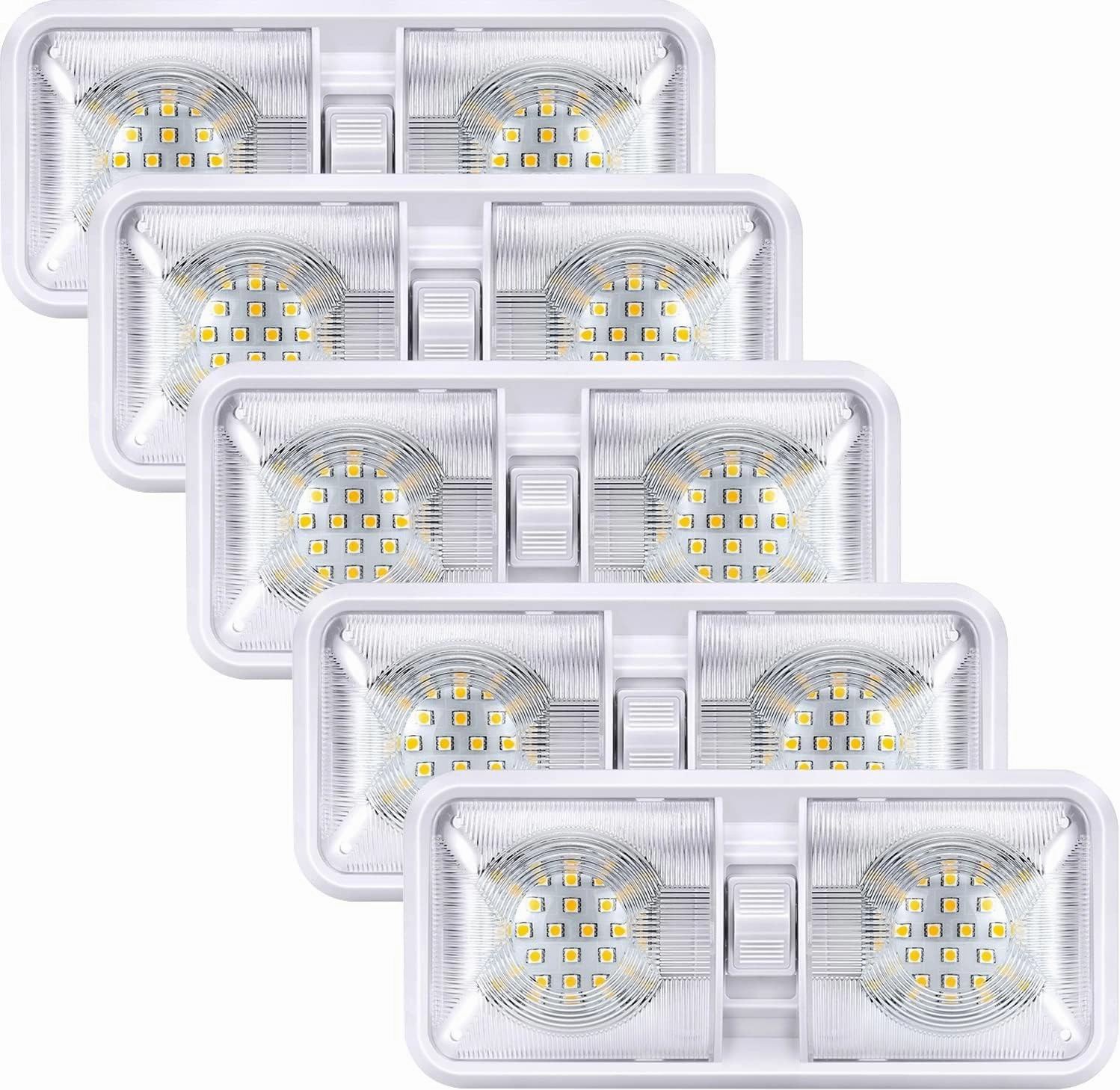 Kohree RV Lights Interior, Upgrade 800 Lumens RV LED Ceiling Lights, 12V RV Lights Fixture with ON/OFF Switch for RV Car Trailer Camper Boat, Natural White 4000-4500K, 48X5050SMD (5PCS)