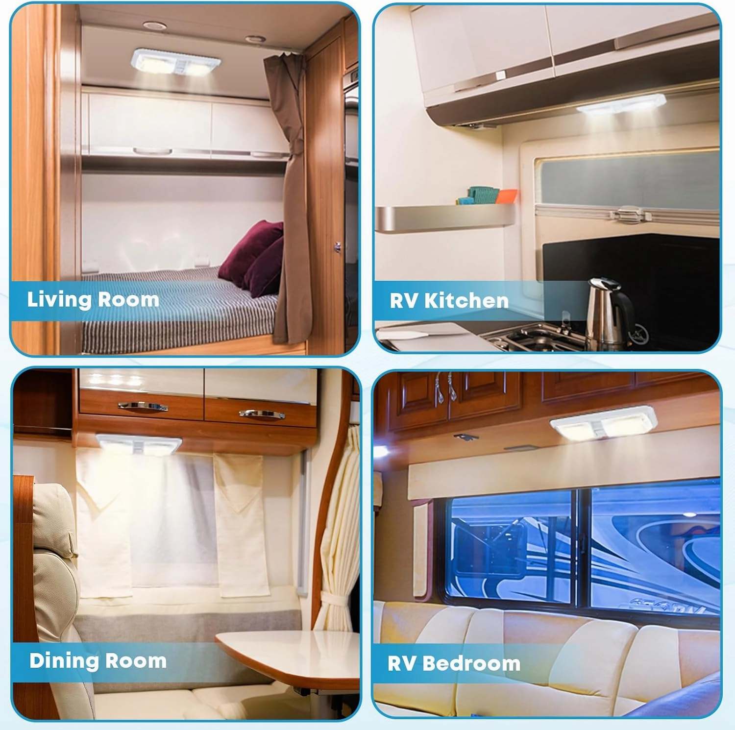 Kohree RV Lights Interior, Upgrade 800 Lumens RV LED Ceiling Lights, 12V RV Lights Fixture with ON/OFF Switch for RV Car Trailer Camper Boat, Natural White 4000-4500K, 48X5050SMD (5PCS)