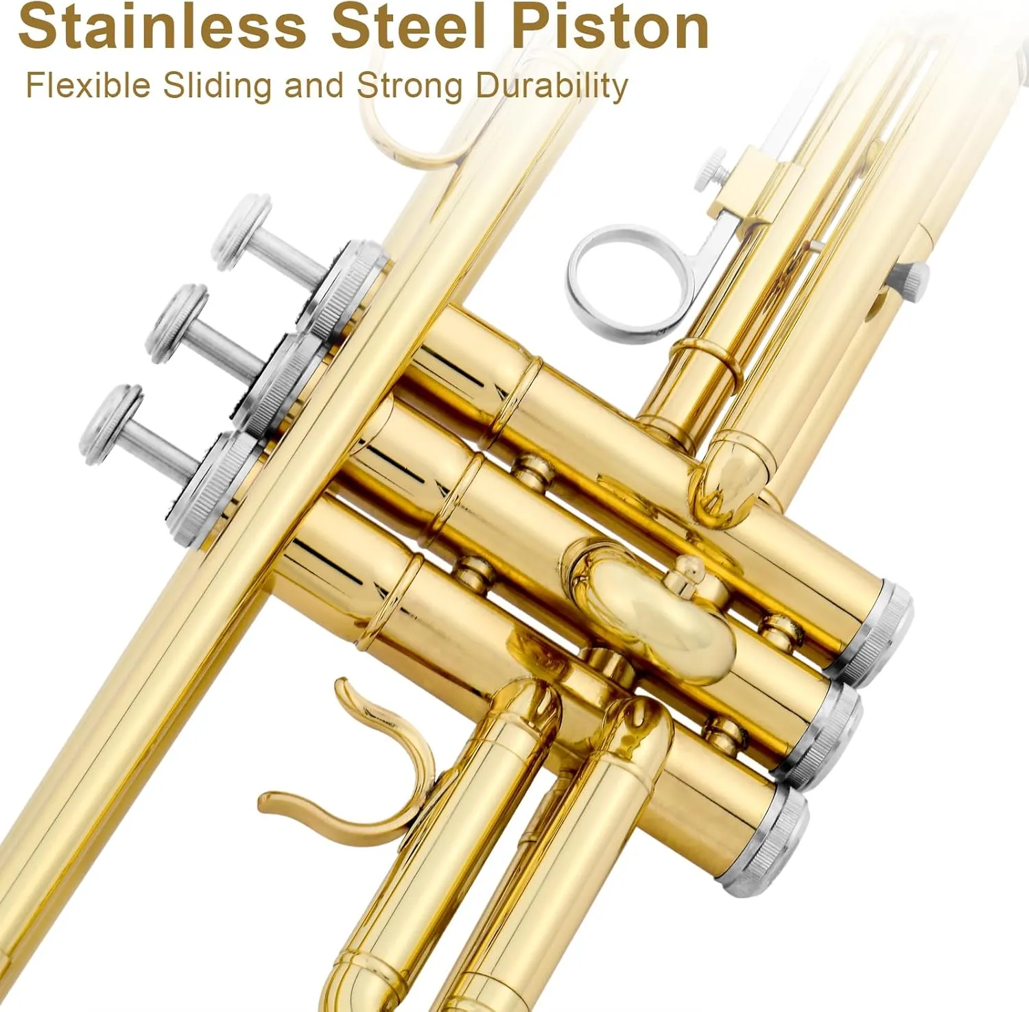 Ktaxon Bb Standard Trumpet for Beginners,Trumpet for Student with Hard Case,7C Mouthpiece,Cleaning Cloth,Gloves,Brass Instruments for Kids and Adults(Gold)