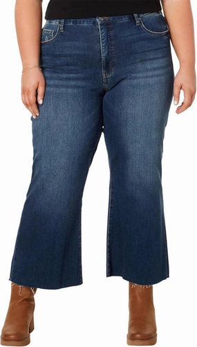 KUT from the Kloth Plus Size Meg High-Rise Fab Ab Wide Leg Raw Hem in Dreamer