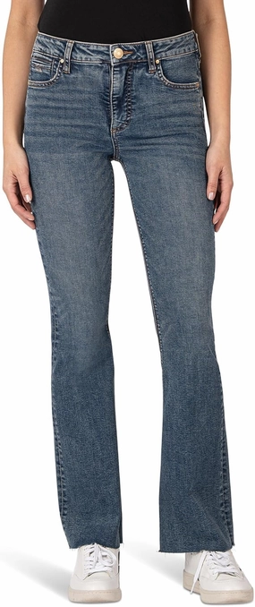 KUT from the Kloth Women's Stella High-Rise Fab Ab Flare W/Raw Hem
