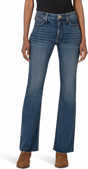 KUT from the Kloth Women's Stella High-Rise Fab Ab Flare W/Raw Hem