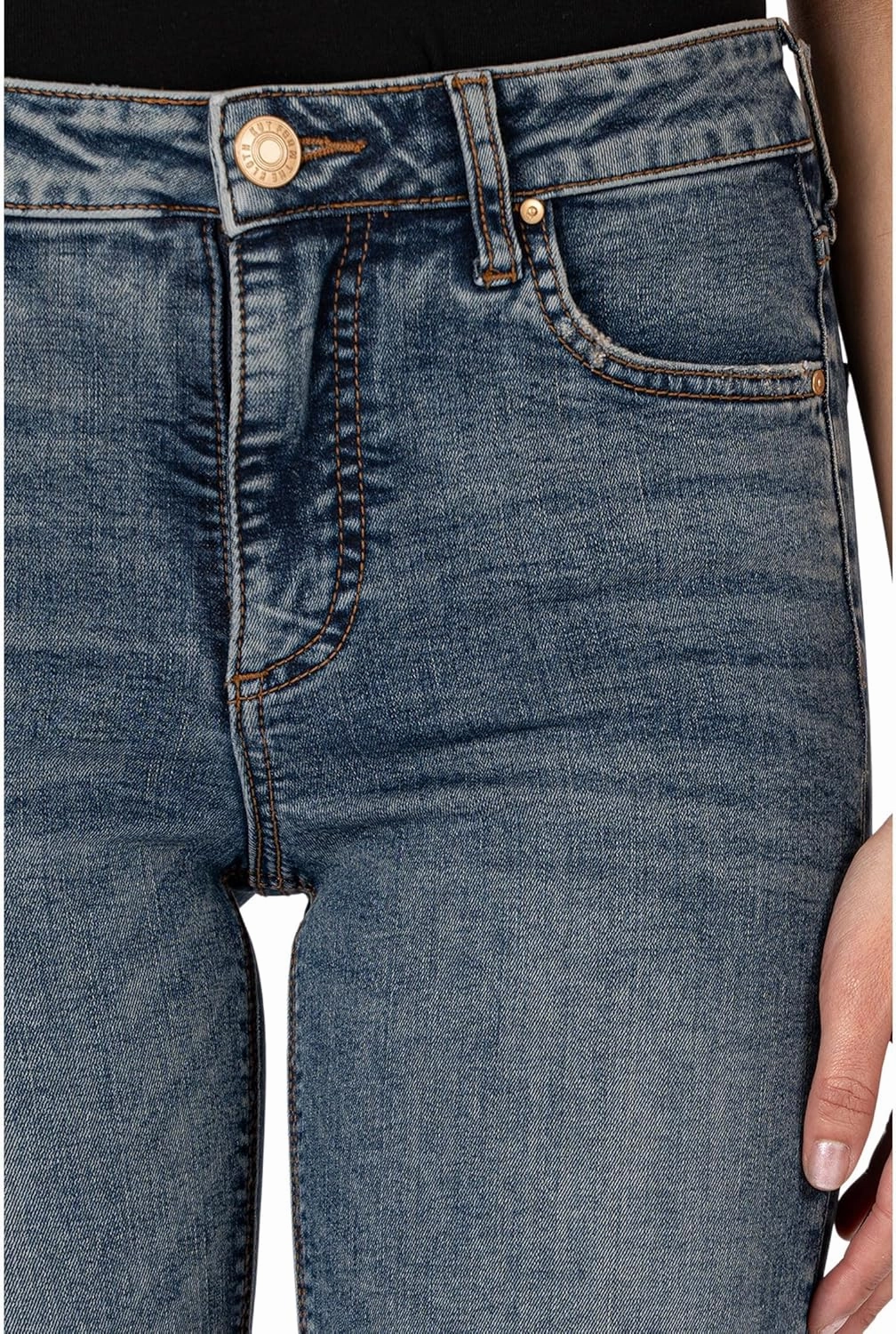 KUT from the Kloth Women's Stella High-Rise Fab Ab Flare W/Raw Hem