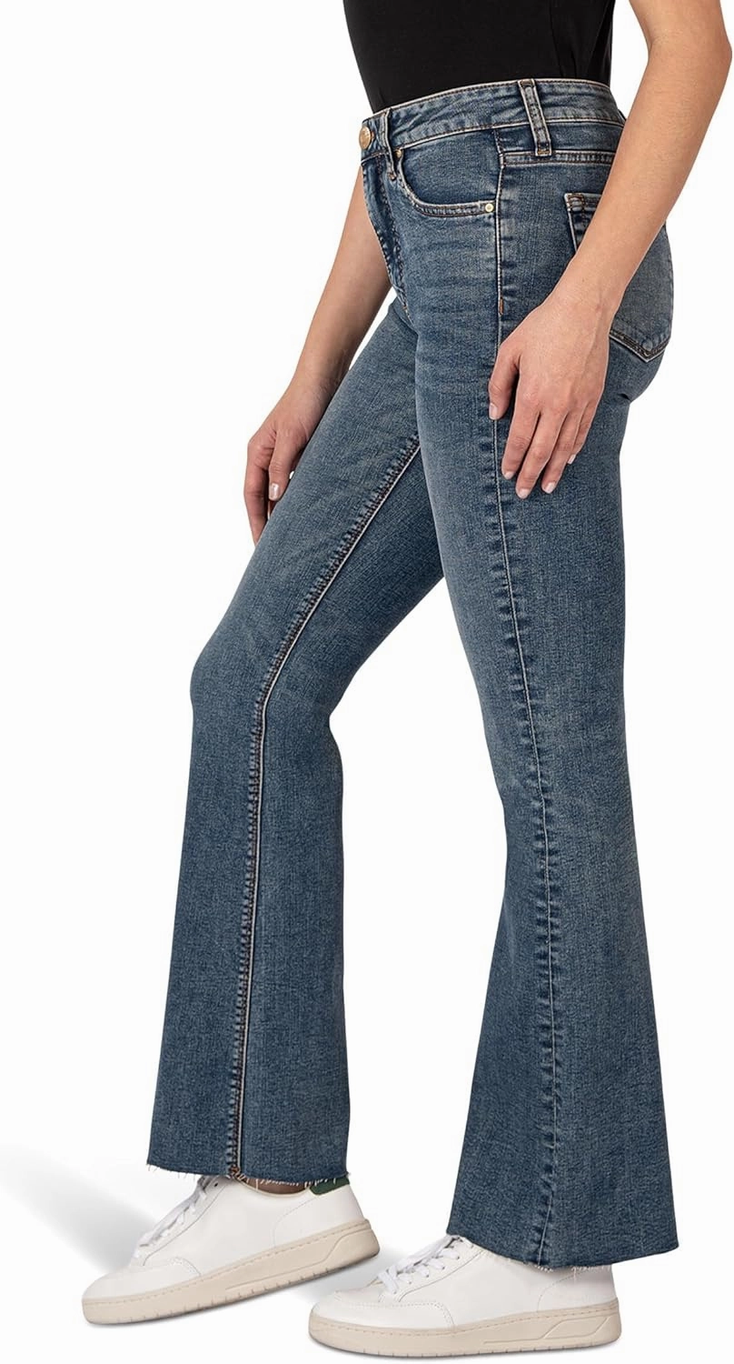 KUT from the Kloth Women's Stella High-Rise Fab Ab Flare W/Raw Hem