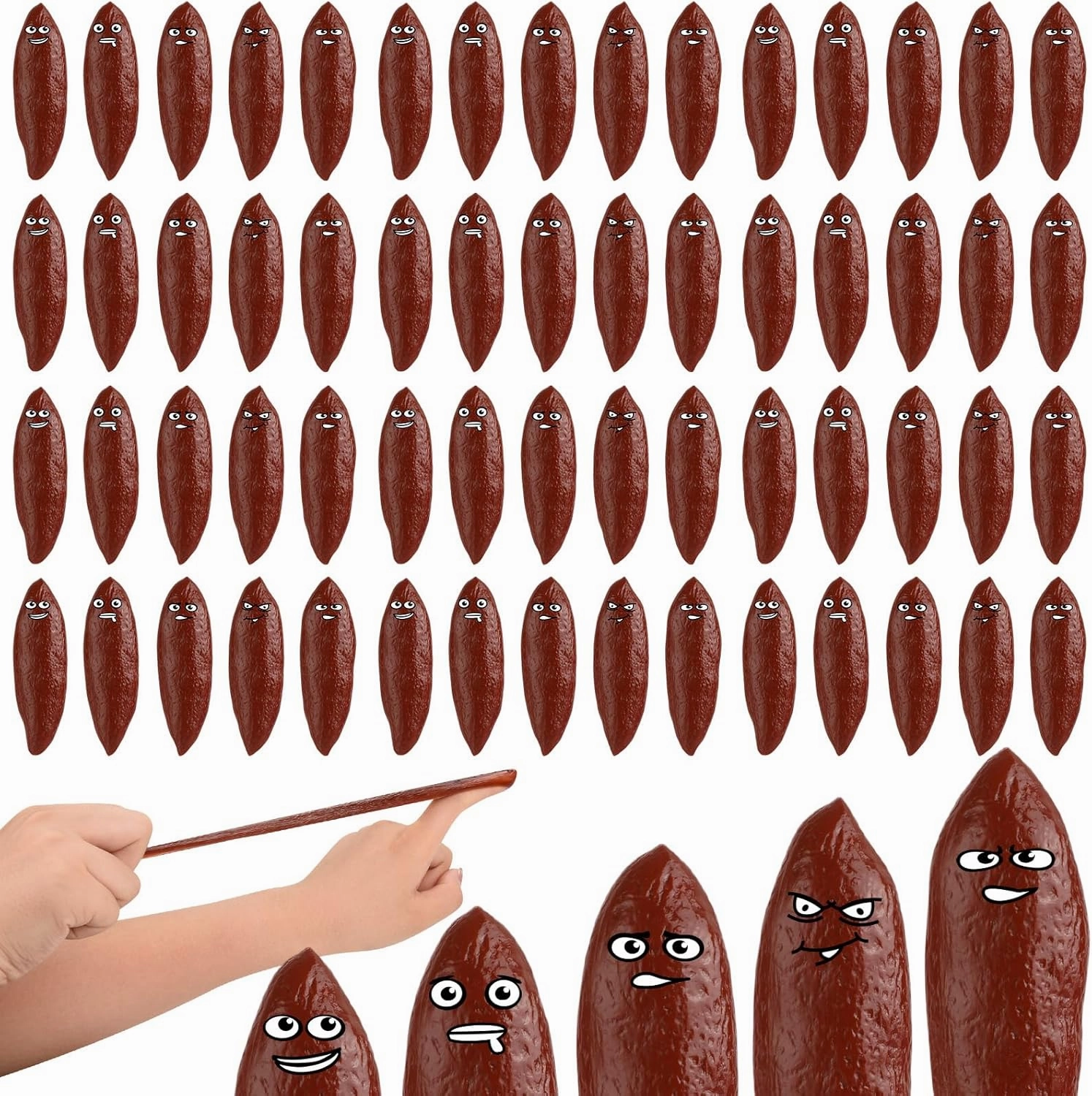 KXCOFTXI 60Pcs Finger Slingshot Novelty Toys, Poop Fake Poop Finger Slingshot for Halloween, Fake Poop for Novelty Toys and Amusements, Poop Rubber Spoof Toy for School Party