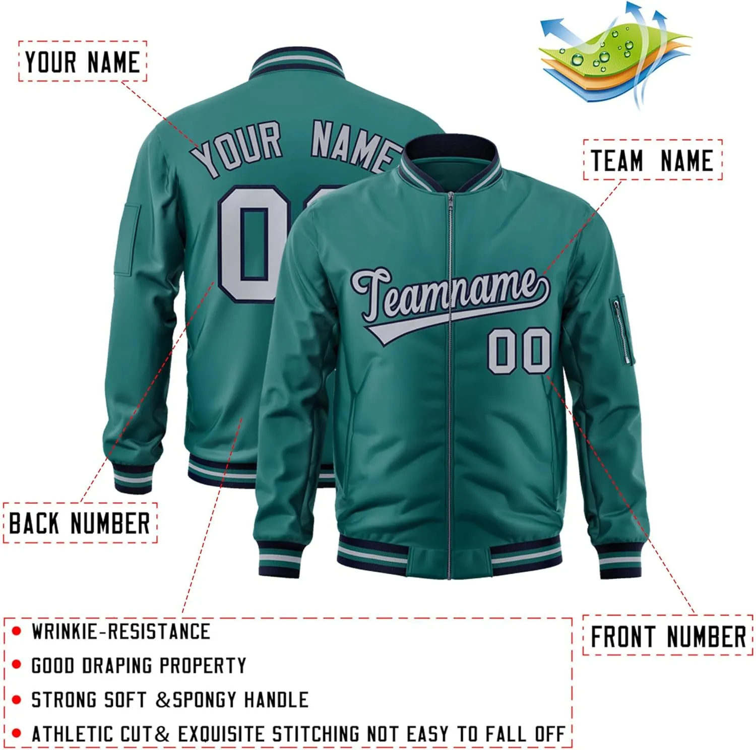 KXK Custom Bomber Jacket Lightweight Baseball Varsity Windbreaker Personalized Letters Number Logo for Adult Youth