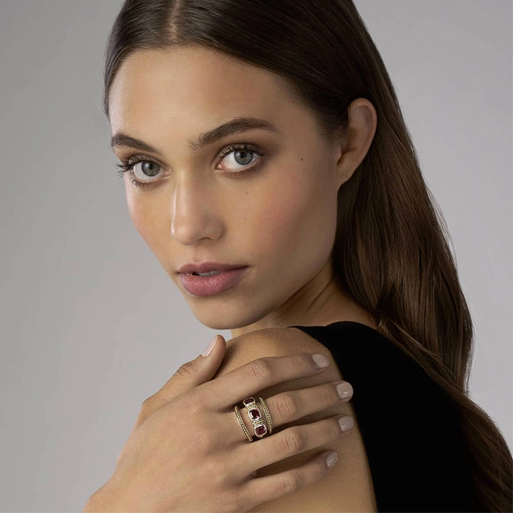 Lagos Caviar Color Rhodolite Garnet Caviar Stacking Rings - 02-80701-H6