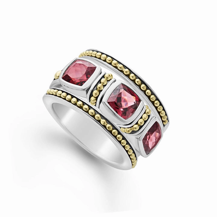 Lagos Caviar Color Rhodolite Garnet Caviar Stacking Rings - 02-80701-H6